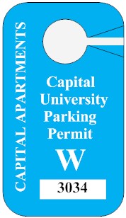 2024-2025 Fall/Spring/Summer "W" Student Parking Permit - W (for students living at the CAPITAL UNIVERSITY APARTMENTS on Astor Ave.)